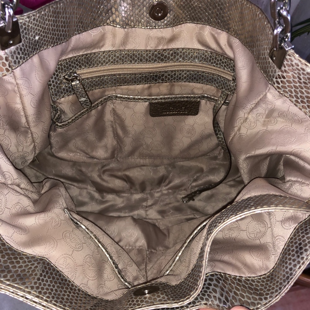 Michael Kors Julian Python Print Gold Hobo - image 7